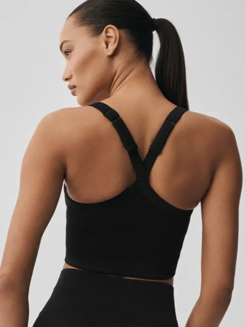 ALO Seamless Ribbed Favorite Bra Tank - Black